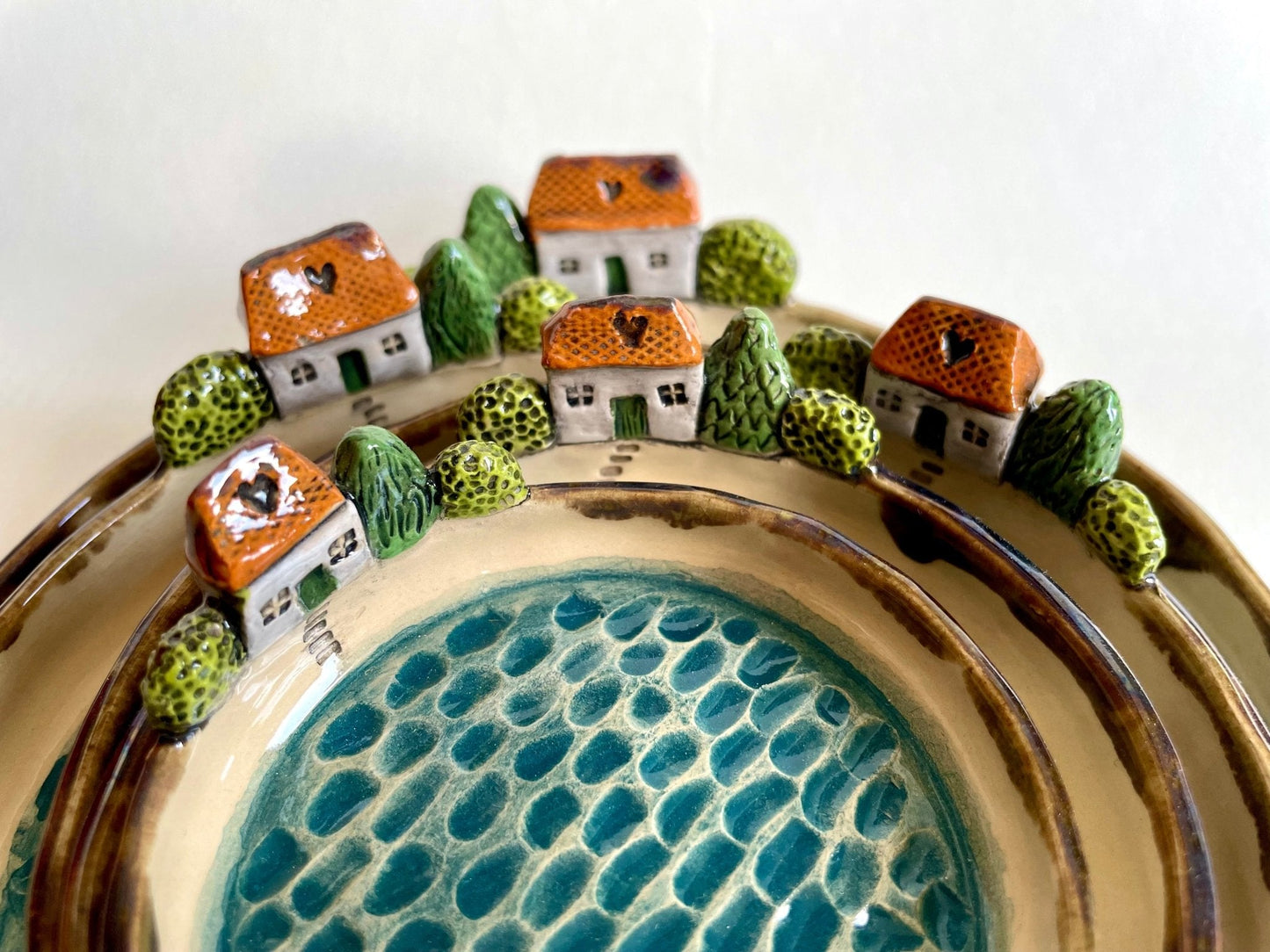 PREORDER (30 days manufacture time) - Mediterranean style white house trinket dish, Adriatic sea house little bowl, handmade by Milushka - Milushka