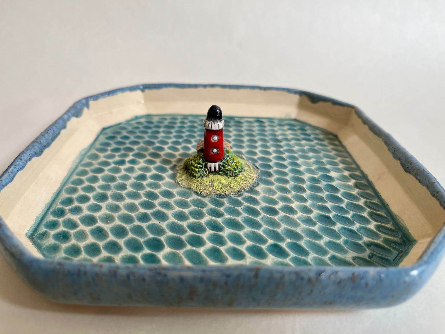 "Lighthouse by the sea" ceramic serving plate / trinket dish