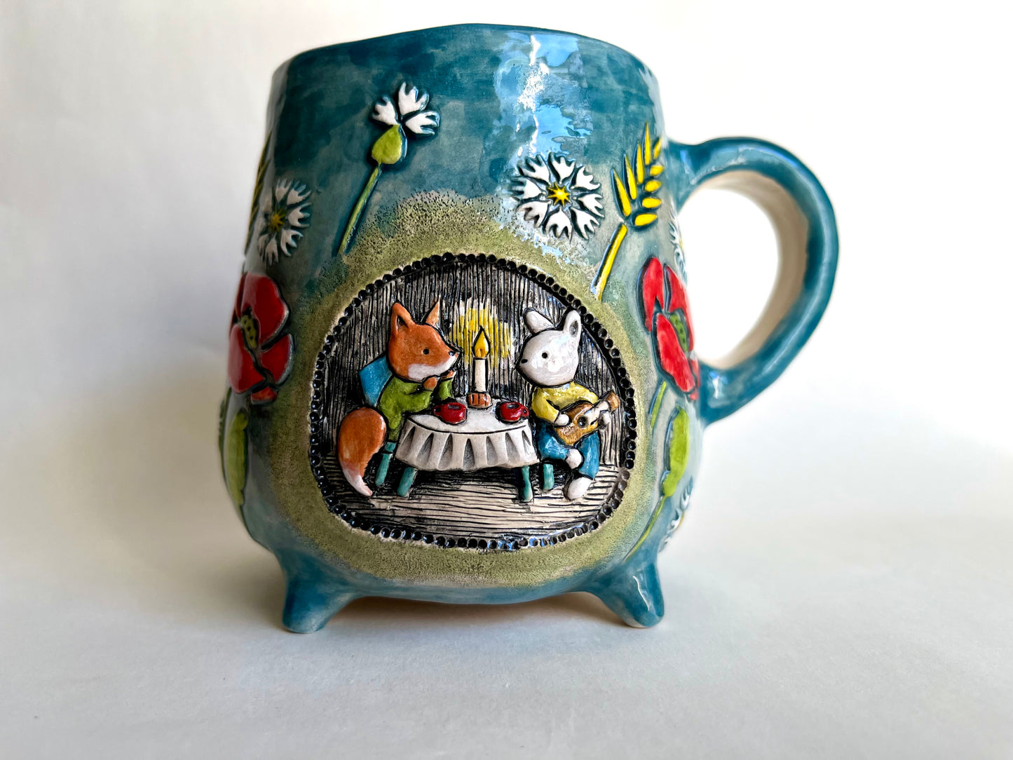 Rabbit, guitar and a foxy lady mug 470 ml / 16 oz