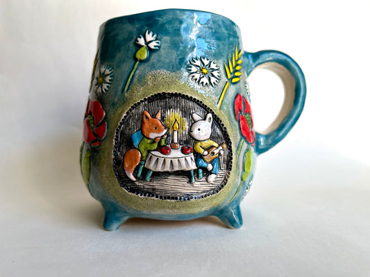 Rabbit, guitar and a foxy lady mug 470 ml / 16 oz