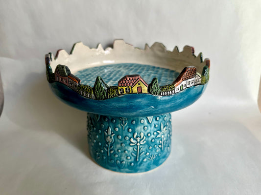 Colorful mediterranean village ceramic display 18 cm / 7"