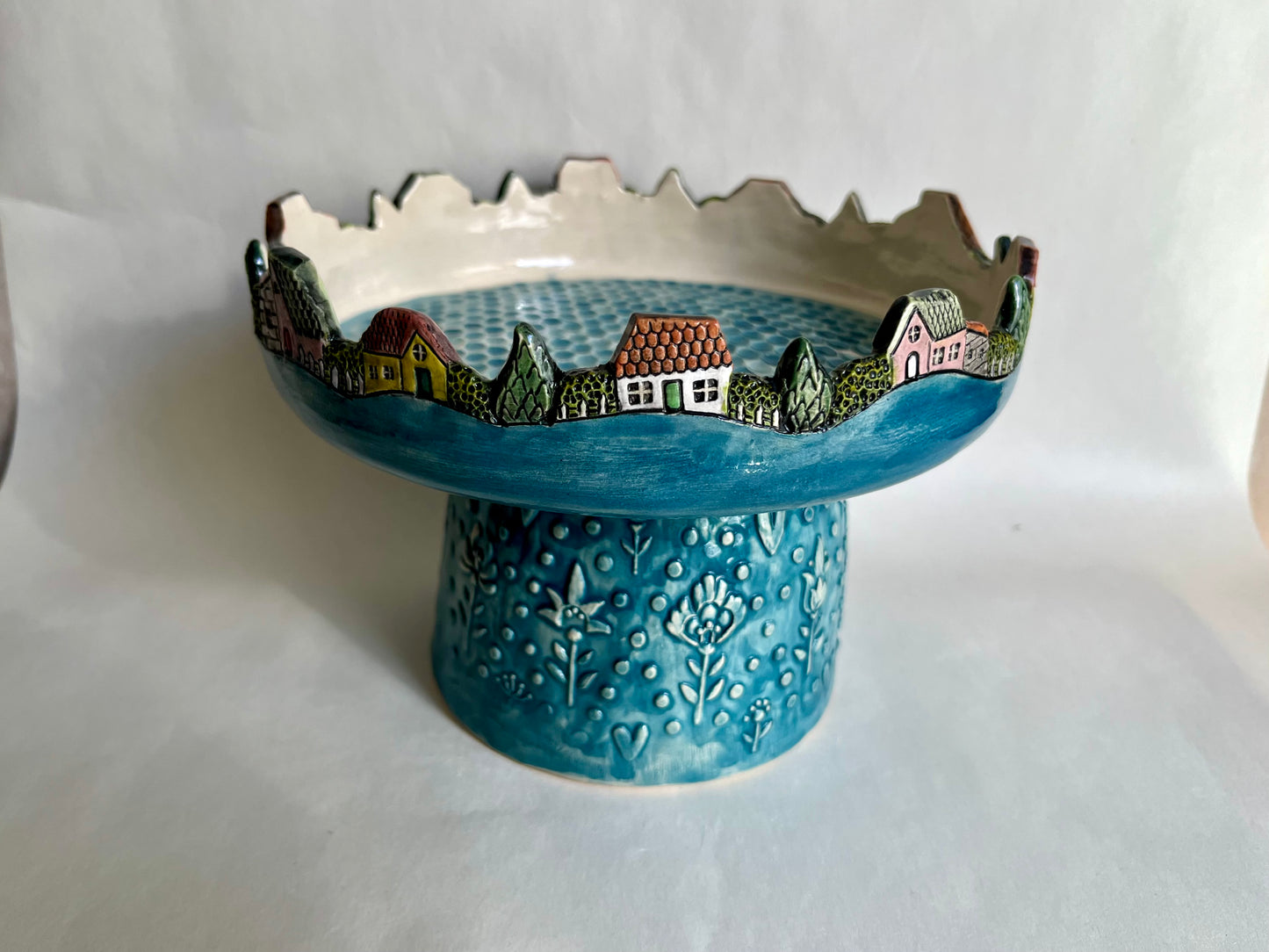 Colorful mediterranean village ceramic display 18 cm / 7"