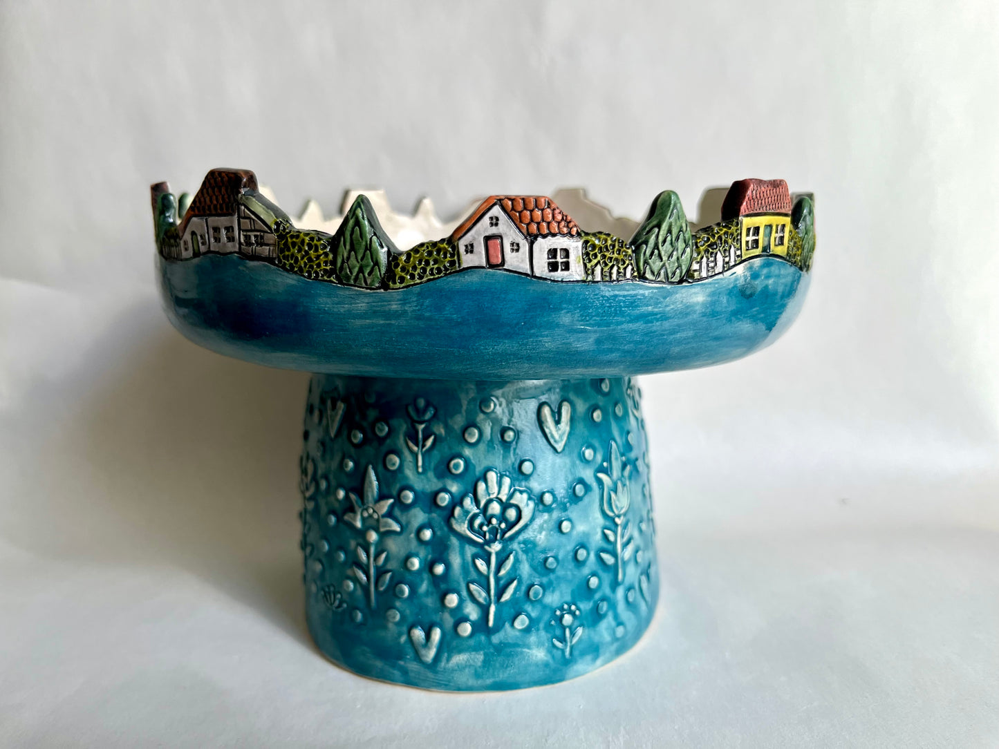 Colorful mediterranean village ceramic display 18 cm / 7"