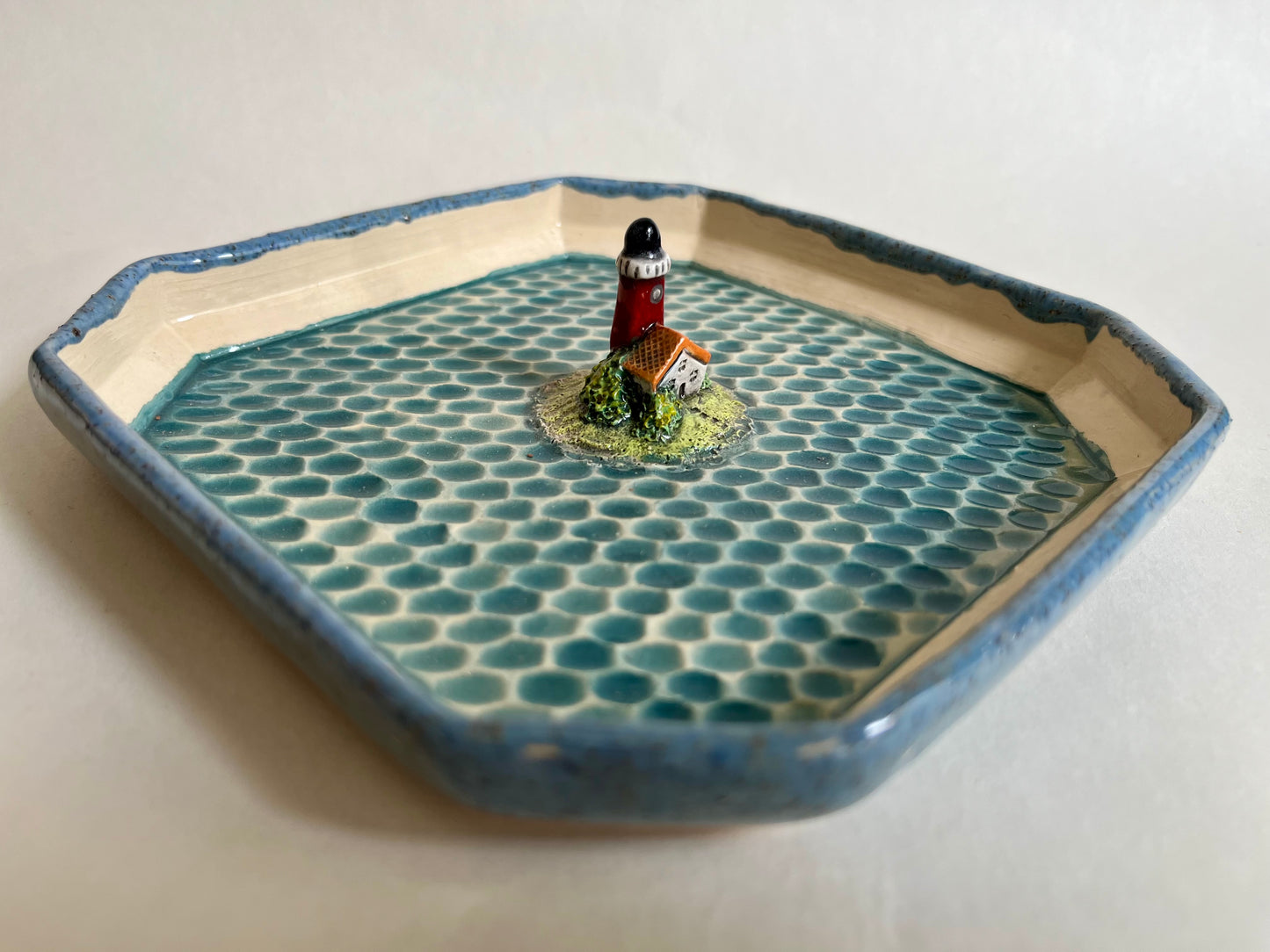 "Lighthouse by the sea" ceramic serving plate / trinket dish