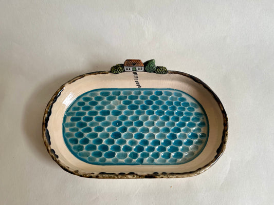 Summer house by the lake ceramic diorama