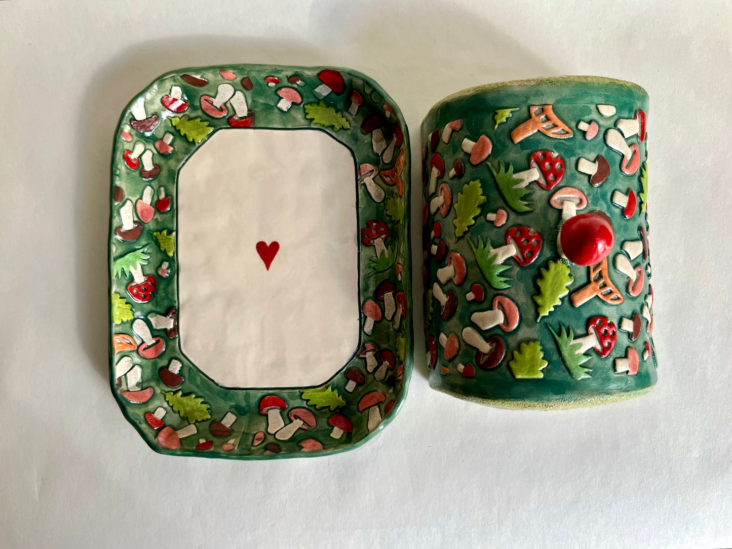 Butter Dish - Hedgehog family cozy woodland home