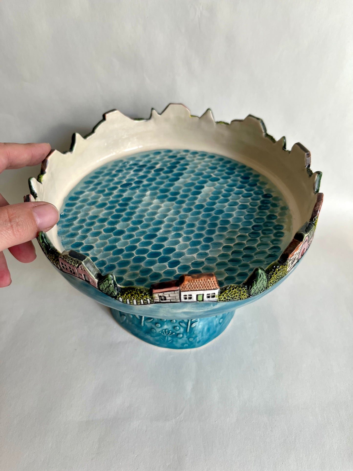 Colorful mediterranean village ceramic display 18 cm / 7"