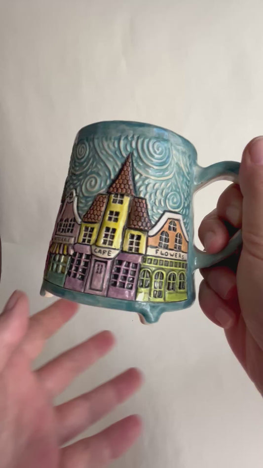 European town street 360 ml / 12 oz mug