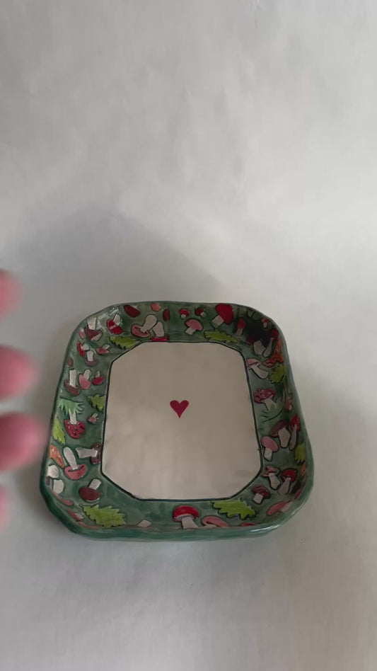 Butter Dish - Hedgehog family cozy woodland home