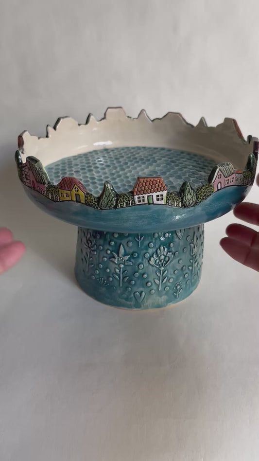 Colorful mediterranean village ceramic display 18 cm / 7"